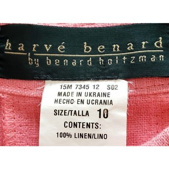 HARVE BENARD Womens Sz 10 Pink Linen Button Down Tunic Career Wear Shirt Top - Picture 4 of 6